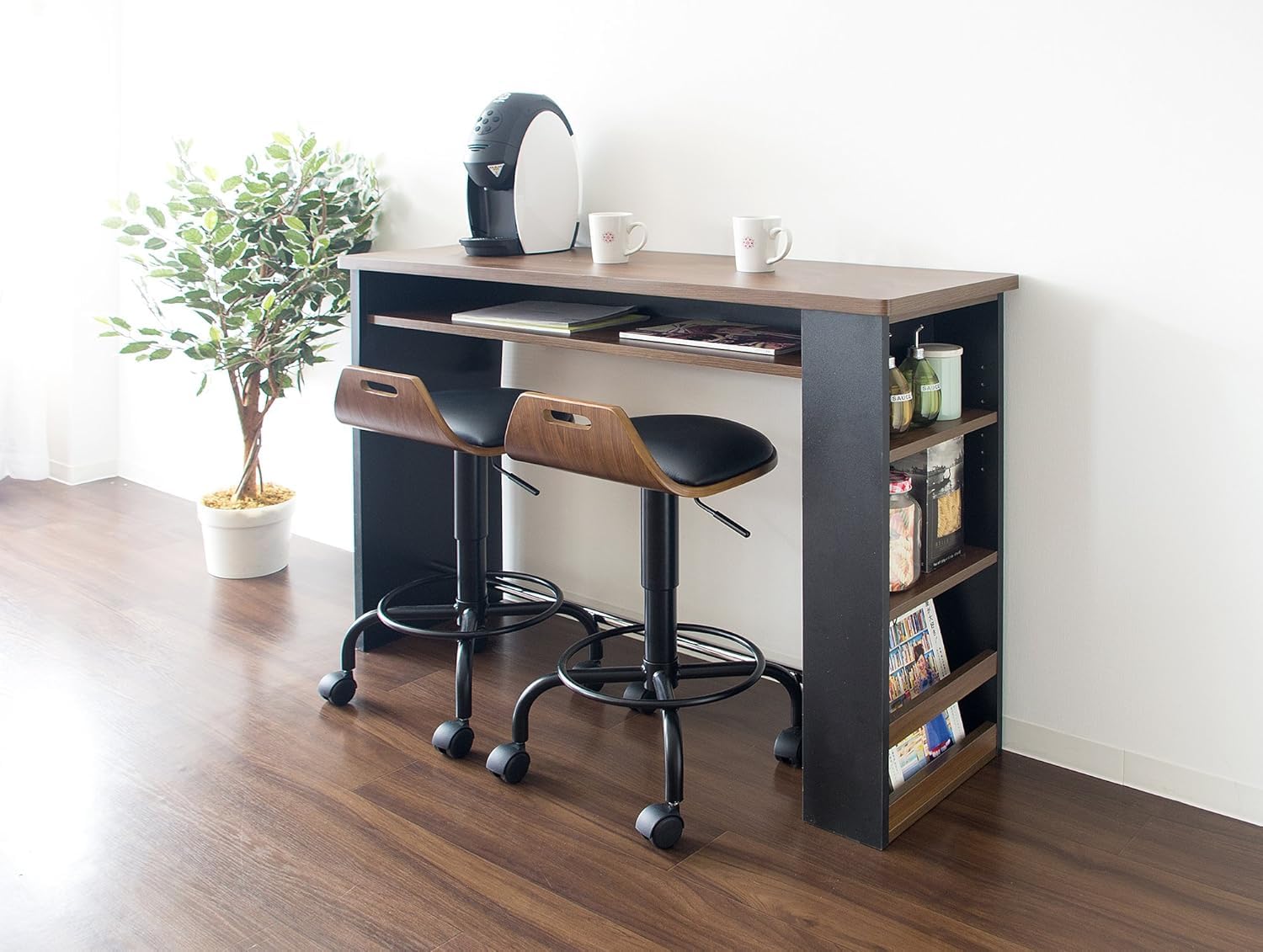 Amazon｜カウンターテーブル 幅 120× 奥行き 39.5× 高さ 85cm ブラック